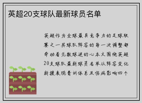 英超20支球队最新球员名单